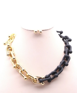U Shape Chain Necklace Pattern NB700136 BLACK